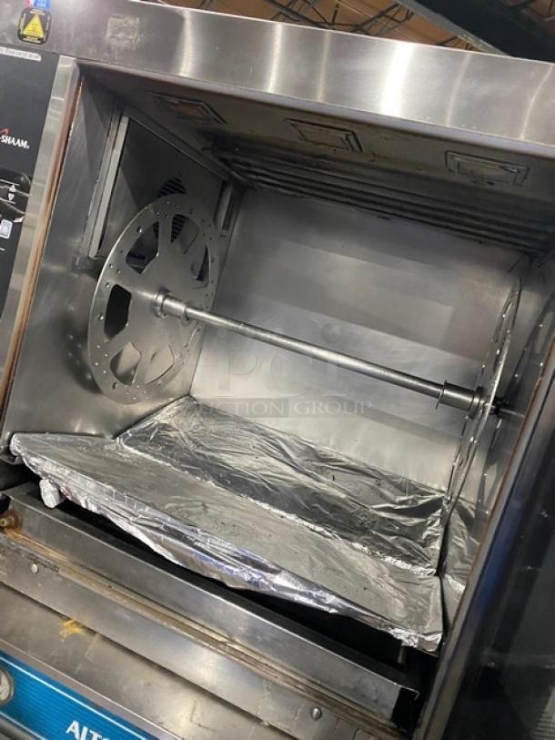 Alto-Shaam commercial stainless steel electric countertop rotisserie oven with digital controls. Clean interior, lightly used.