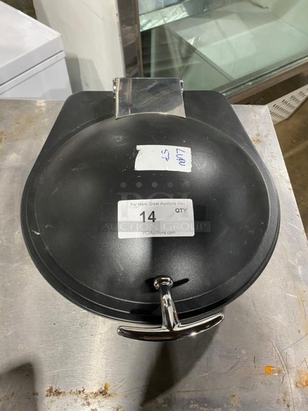 Spring USA induction chafing dish with chrome handle; used condition. Auction tag "14 QTY".