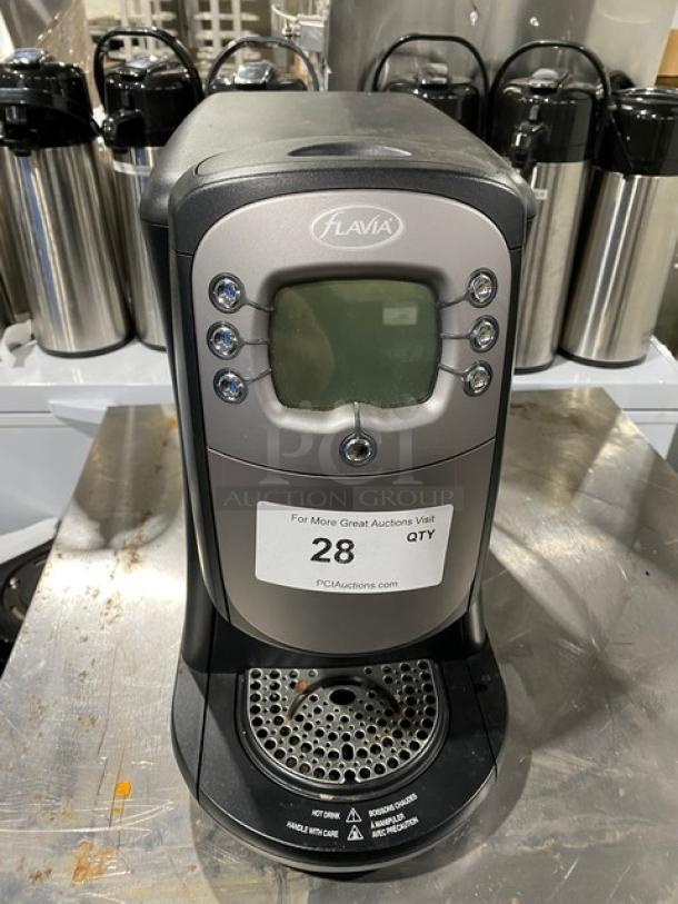 Mars Drinks Flavia Creation400TM coffee machine, black, single serve, electric, 120V, compact design, used condition.