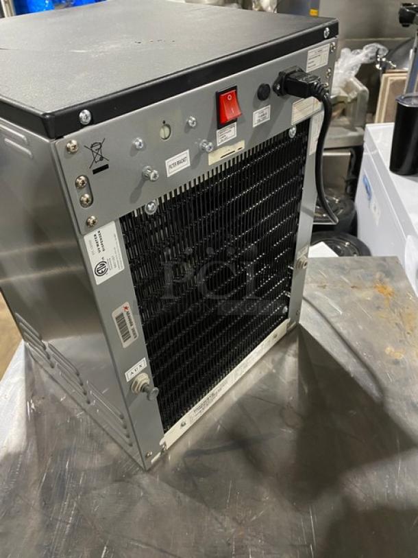 Aramark countertop water cooler/heater, model 12CHCMU3ARA, 120V, Energy Star certified. Shown with back panel and power cord.