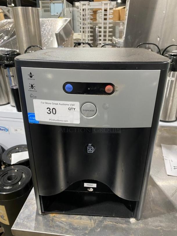 Aramark countertop water cooler/heater, model 12CHCMU3ARA, Energy Star certified, 120V. Features hot/cold dispense buttons.