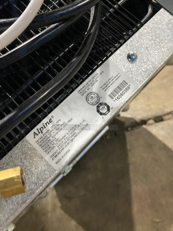 Alpine EcoStream Series Model 3001 water dispenser, charcoal gray, UV feature, 120V, 1 Phase, SN: 16060358, commercial use.