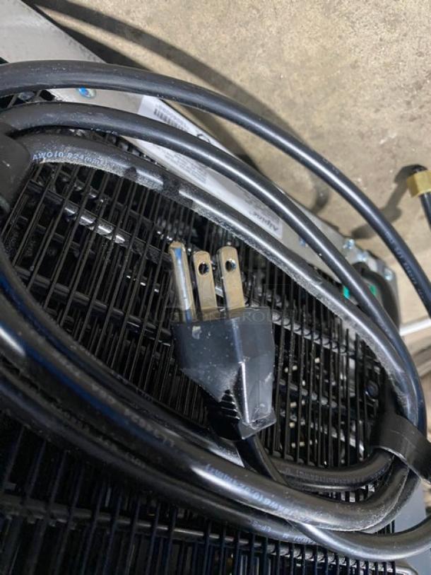 Alpine EcoStream Series Model 3003 electric countertop water dispenser, charcoal gray, UV inside, visible power cord.