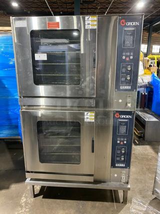 Groen Commercial Stainless Steel Electric Powered Double Stacked Convection Combo Steamer Oven! With Programmable Controls! With Wired Oven Rack! Model: C/2-20E SN: J109135-1-17! 480V 3 Phase! On Legs! 2X Your Bid Makes One Unit! - Item #1225604
