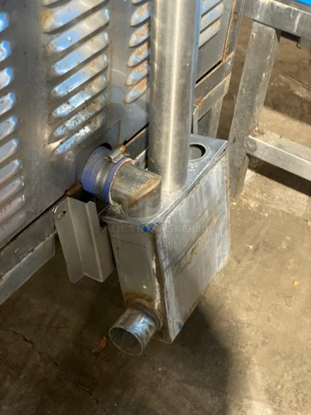 Groen C220E stainless steel double stacked convection combo steamer oven, electric, programmable controls, on legs.