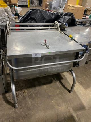 Groen Eclipse P-40G 40-gallon stainless steel tilting braising pan on legs, with thermostatic control; model P-40G SN: 25667HCF.