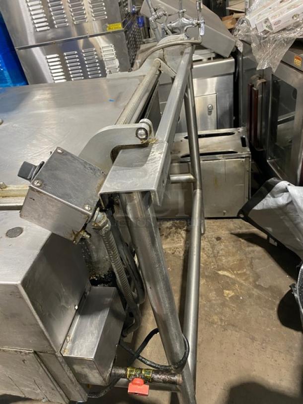 Groen Eclipse P40G commercial 40-gallon tilting braising pan, stainless steel, natural gas, with thermostatic control, on legs.