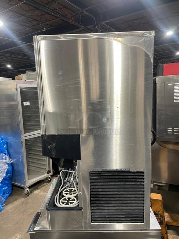 Hoshizaki DCM-500BAF countertop ice/water dispenser, stainless steel, electric, with drip tray, model DCM-500BAF, SN: P05262M.