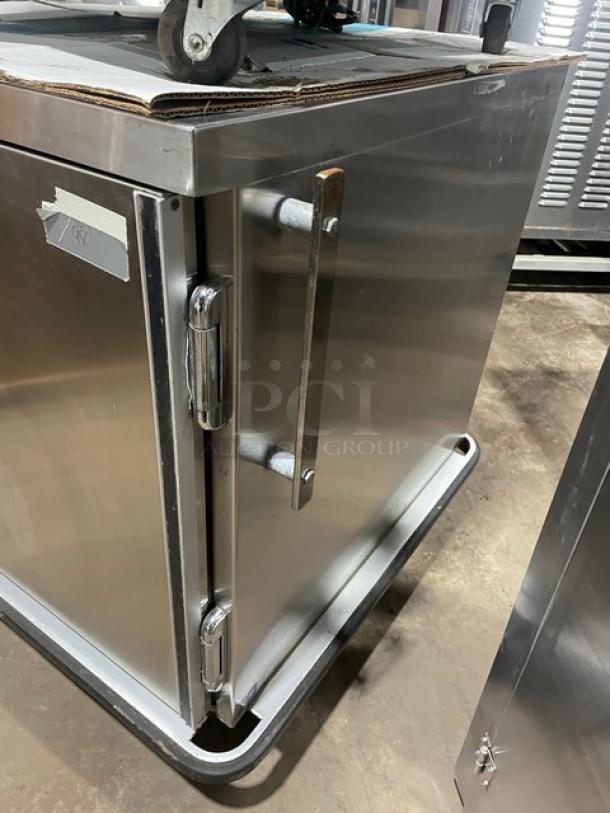 FWE UHS-4 stainless steel heated holding cabinet, undercounter model, on casters, 4-pan capacity, 120V, serial 9428763.