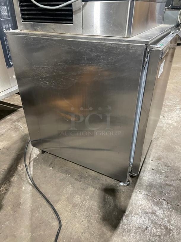 Beverage-Air stainless steel single door undercounter refrigerator, model UCR27A2423, with poly coated rack, 115V.