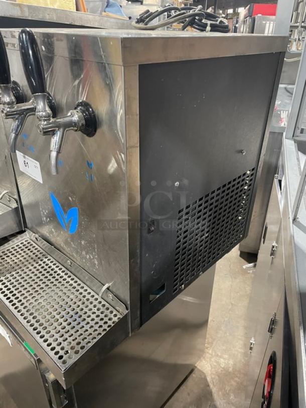 Vero stainless steel electric countertop water dispenser with dual taps and drip tray. Used condition, minor wear.