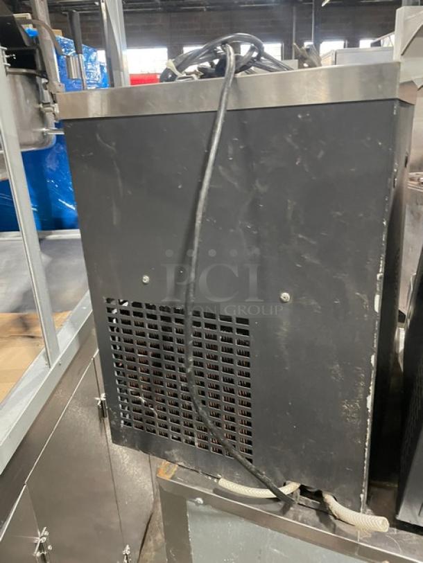 Vero stainless steel electric countertop water dispensing system with drip tray, some wear, commercial use.