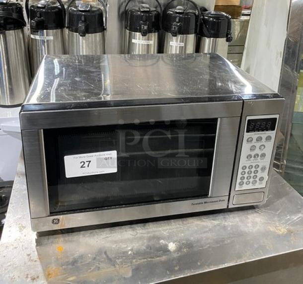 GE JES1142SJ06 stainless steel countertop microwave, electric powered, commercial model, SN: HT917648U, model from 2010.