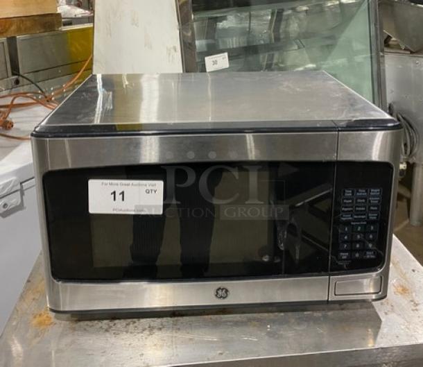 2018 GE Appliances stainless steel countertop microwave, model JES1145SH1SS, commercial grade, good condition.