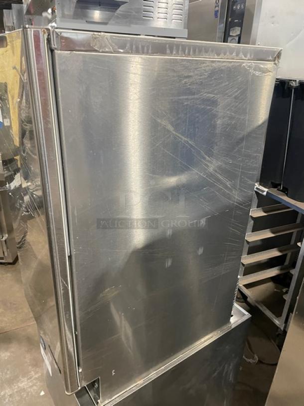 Hoshizaki AM-50BAE-AD stainless steel undercounter ice maker, electric, 115-120V, commercial use, shown in used condition.
