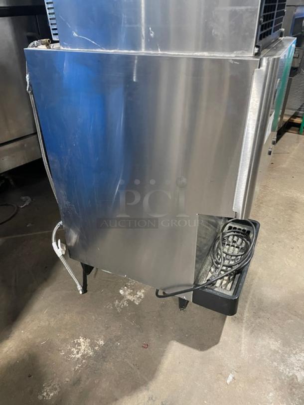 Hoshizaki stainless steel countertop ice maker and water dispenser, Model DCM-270BAH, with drip tray and power cord, used condition.