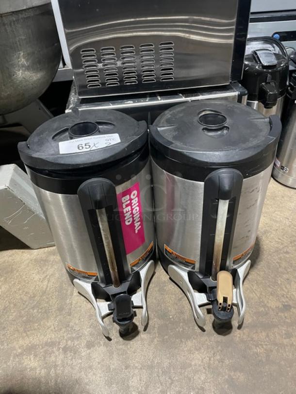 Bunn SHSERVER 1.5-gal stainless steel coffee server, commercial grade, insulated, pre-owned, with labels and markings.