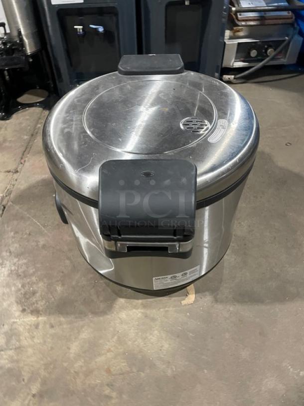 Aroma ARC1130S commercial stainless steel electric rice cooker, countertop model, 120V, used condition, visible markings.