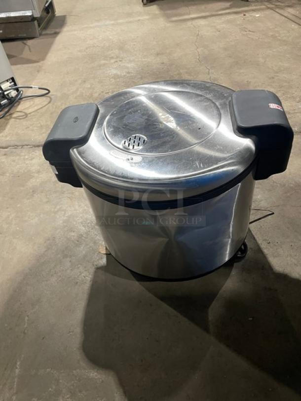 Aroma ARC-1130S commercial stainless steel rice cooker, electric-powered countertop model, used condition, 120V.