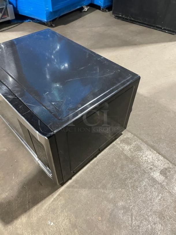 LG LCS1112ST stainless steel commercial countertop microwave oven, electric, one-touch digital control, 120V, used condition.