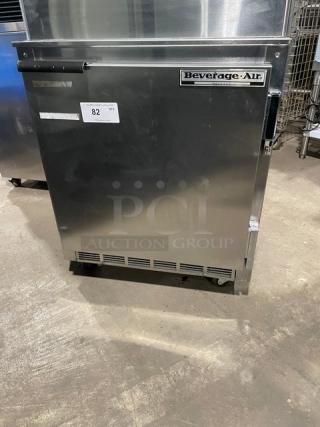 Beverage-Air UCR27 stainless steel undercounter refrigerator, single door, poly coated rack, on casters, 115V, 1 Phase.