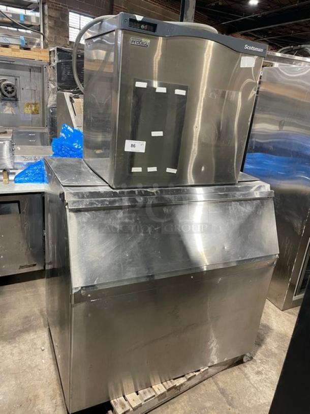 Scotsman Prodigy Series water-cooled ice machine combo, Model C1030SW32B/BH900SC, stainless steel, 208/230V, commercial use.