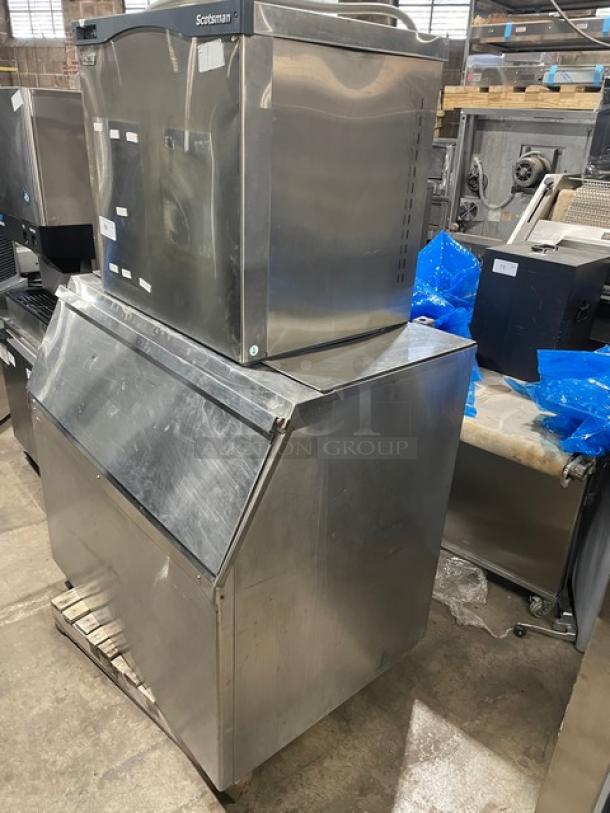 Scotsman Prodigy Series stainless steel ice maker model C1030SW-32B/BH900S-C, water-cooled, electric, commercial use.