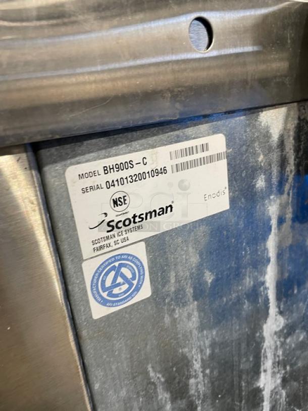 Scotsman Prodigy Series ice maker/bin combo, model C1030SW32B/BH900SC, stainless steel, 208/230V, water-cooled, serial 04101320010946.