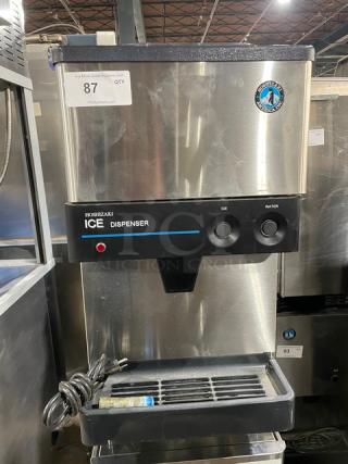 Hoshizaki DCM-270BAH stainless steel ice/water dispenser, electric-powered, air-cooled, with drip tray, model SN Q07389B.