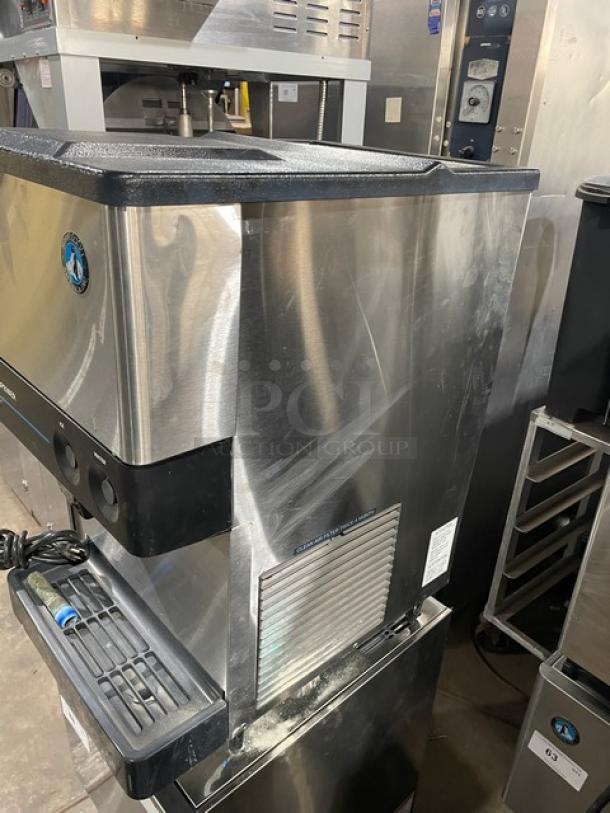 Hoshizaki DCM-270BAH countertop ice/water dispenser, stainless steel, electric, air-cooled, with drip tray, on legs.