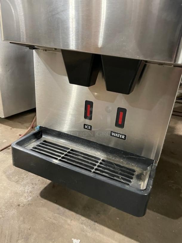 Hoshizaki Opti-Serve Series ice maker/water dispenser, stainless steel, model DCM-270BAH-OS, air-cooled, countertop, on legs.