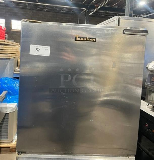 Traulsen UHT27-L commercial stainless steel single door undercounter refrigerator in good condition with poly coated rack.