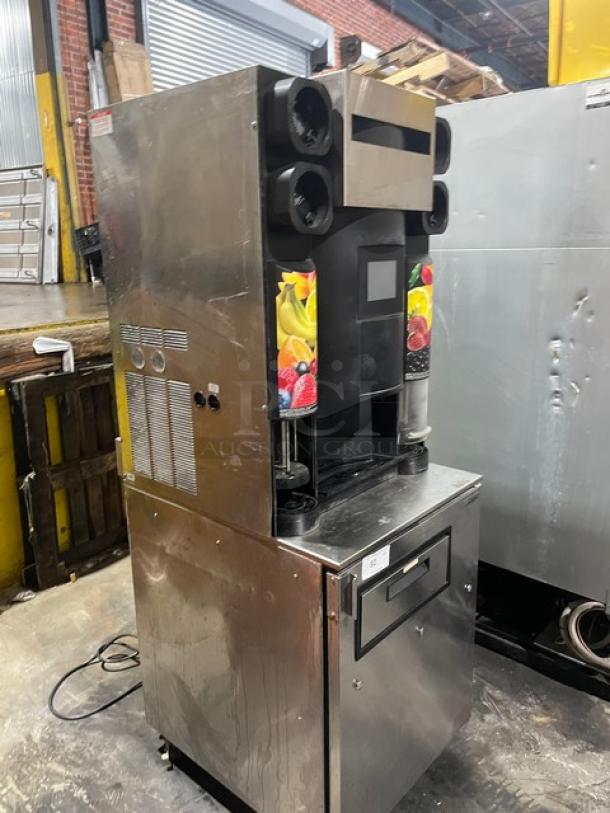 Manitowoc Multiplex MB-8-1 Smoothie Workstation with stainless steel, undercounter cooler, poly bins, on casters, 115V, single phase.