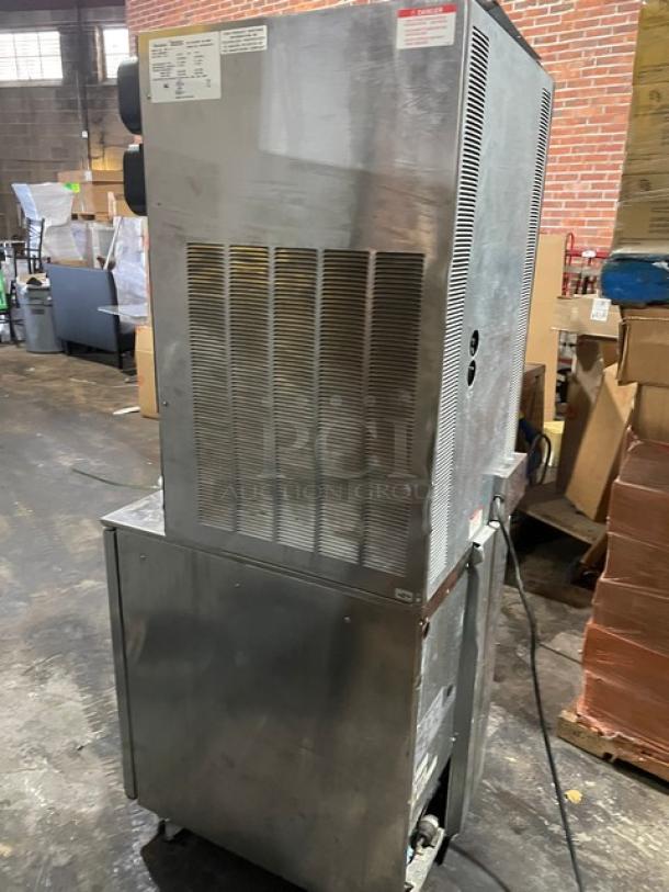 Manitowoc MB81 smoothie workstation with stainless steel exterior, on undercounter cooler with poly bins. Electric, 115V, on casters.