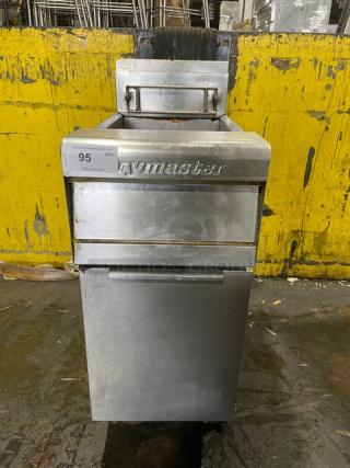 Frymaster Commercial Stainless Steel Natural Gas Powered Deep Fat Fryer! With Backsplash! Model: PMJ135SD SN: 0510FA0257! Working When Removed! On Casters! - Item #1226566