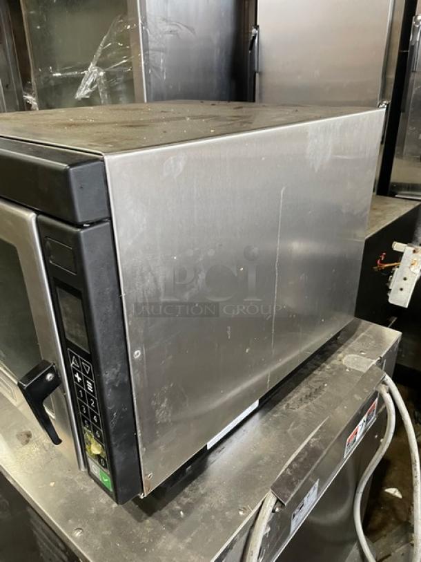 Amana RC30S2 stainless steel commercial microwave, 2014, with programmable touchpad. Used condition. SN: 2006120137.