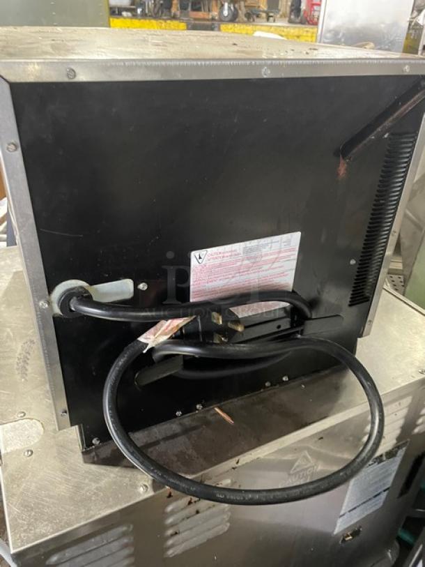 Amana RC30S2 commercial stainless steel microwave, 2014 model, electric powered, programmable controls, visible power cord.