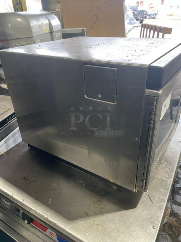 Amana RC30S2 stainless steel commercial microwave, electric powered, programmable touchpad, model 2014, good condition.