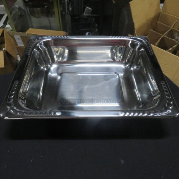 NEW Vollrath Half Size 4 Inch Deep Super Pan, Model 8230720, stainless steel, pristine condition, no visible markings.