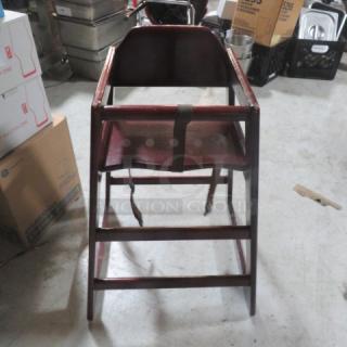 One Wooden High Chair With Safety Straps. - Item #1225534