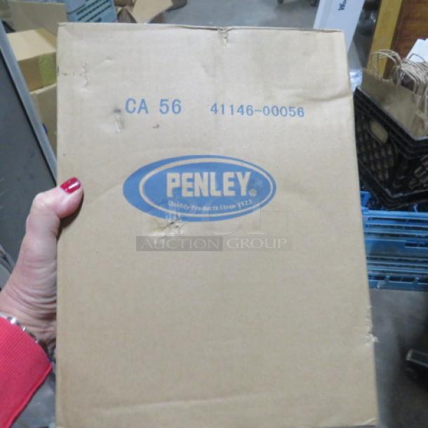 Brown case of Penley toothpicks, marked "CA 56" and "41146-00056," with the Penley logo. Slight box damage visible.