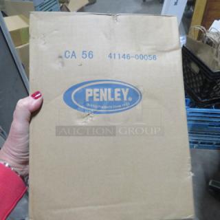 Brown case of Penley toothpicks, marked "CA 56" and "41146-00056," with the Penley logo. Slight box damage visible.