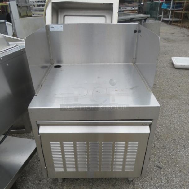 Perlick stainless steel 1-door cabinet with drain board, model PCB-24, 24x24x37 inches, used condition.