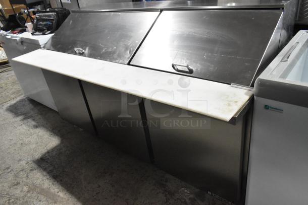 Beverage Air SPE72HC-30M Elite 72" stainless steel 3-door sandwich prep table, new scratch and dent, 115V, 1 phase.