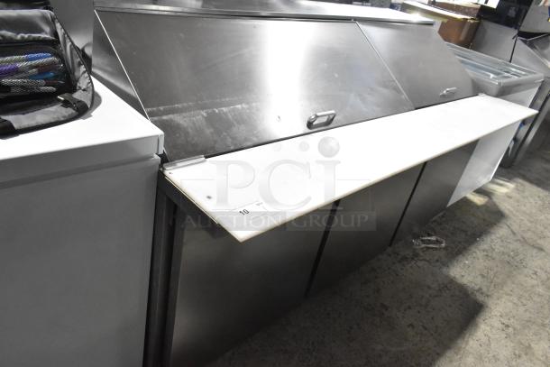 Beverage Air SPE72HC-30M Elite 72" 3 Door Stainless Steel Refrigerated Sandwich Prep Table, new scratch and dent.
