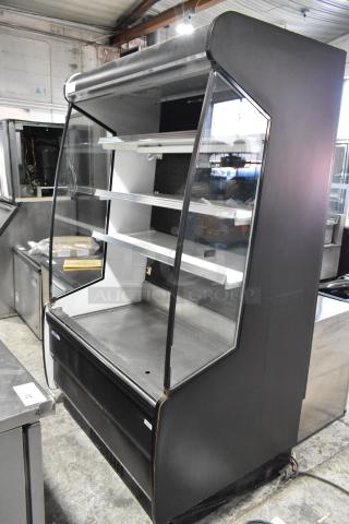 Federal Industries RSSM478SC commercial merchandiser; metal shelves, black exterior, open-front display. 120/208-240V, 1 Phase.