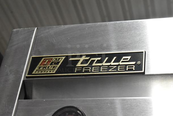 True T-23F stainless steel freezer, commercial single door, with poly-coated rack, on casters. 115V, 1 phase.