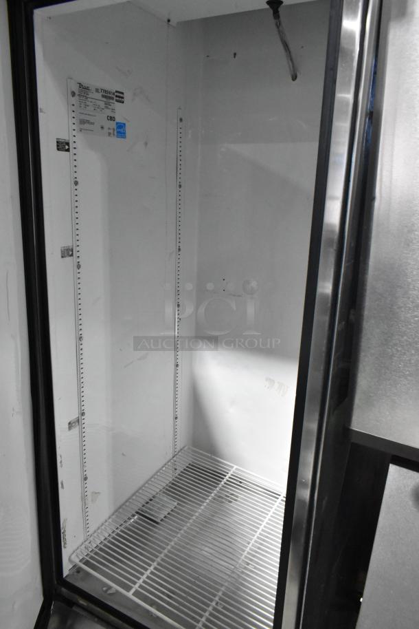 True T-23F single door stainless steel freezer, poly coated rack, commercial casters, 115V, 1 phase. Model info on label.
