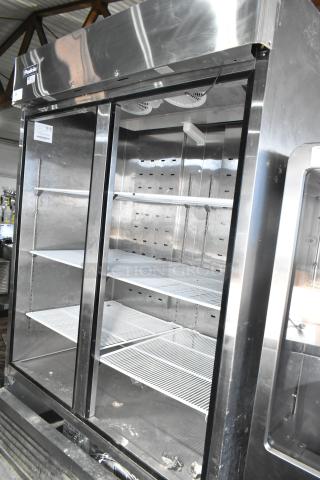 2021 Padela PDB-2F-HC stainless steel 2-door commercial freezer, poly-coated racks, missing doors, 115V, 1 phase.