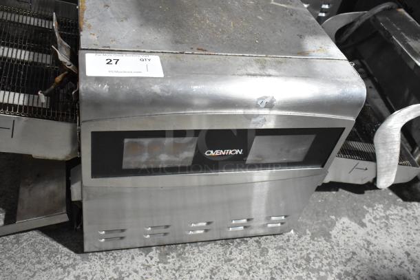 Ovention stainless steel commercial conveyor pizza oven, electric, 208/240V, 3 phase, visible wear, auction tag "27".